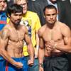 Manny Pacquiao and Juan Manuel Marquez's weigh-in at MGM Grand Garden Arena on Nov. 11, 2011.