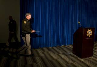Sheriff Doug Gillespie arrives for a news conference at Metro Police Headquarters Monday, December 12, 2011. Gillespie called the news conference after a Metro Police officer shot and killed a man early this morning at a condominium complex in the northwest valley.  .