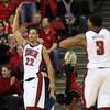 Photo: UNLV's Chace Stanback signals after hitting a 3-po