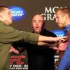 UFC President Dana White separates Nate Diaz, left, and Donald Cerrone after Diaz shoved Cerrone during a news conference Wednesday, Dec. 28, 2011 in advance of UFC 141 on Friday.