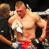 Brock Lesnar gets wiped down after his bout with Alastair Overeem at UFC 141 Friday, Dec. 30, 2011 at the MGM Grand Garden Arena. Overeem won by TKO in the first round and Lesnar announced his retirement from the UFC immediately after.