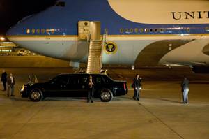 Air Force One arrives at McCarran International Airport in Las ...
