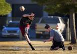 Las Vegas High School place kicker Jay Mattox, left, practices at the school Wednesday, Jan. 25, 2012.  At a competition last week against 200 other kickers for the class of 2013, Mattox ranked in the top 12. Lowe is a Las Vegas High graduate of 2009 and is a former Las Vegas High School kicker.