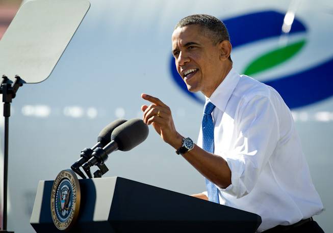 President Obama speaks at a UPS facility in Las Vegas on Thursday, Jan. 26, 2012.