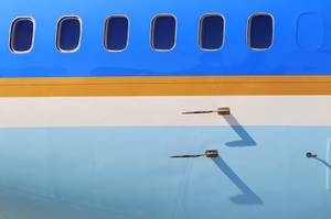 This is a detail of Air Force One as it ...