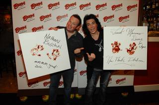 Holly Madison, Laura Croft, Frank Marino and Nathan Burton at Buca di Beppo in Excalibur on Friday, Jan. 27, 2012.