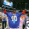 Henderson resident Flavor Flav celebrates the New York Giants victory against the New England Patriots at Super Bowl XLVI at Lucas Oil Stadium in Indianapolis on Tuesday, Feb 5, 2012.