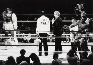 Muhammad Ali and his trainer, Angelo Dundee, to his immediate right, are pictured in this photo from the Las Vegas Sun archives. Dundee died in February 2012 at 90.