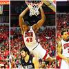 This is a three photo sequence of UNLV forward Mike Moser dunking on San Diego State forward Garrett Green during their Mountain West Conference game Saturday, Feb. 11, 2012 at the Thomas & Mack Center. UNLV won the game 65-63.