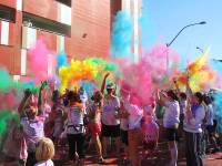 Runners are shown at a dust party after the first Color Run on Saturday, Feb. 25, 2012, in downtown Las Vegas. About 5,000 participants ran a 5K event that benefits Three Square food bank. Runners are shown at a dust party after the first Color Run on Saturday, Feb. 25, 2012, in downtown Las Vegas. About 5,000 participants ran a 5K event that benefits Three Square food bank.