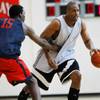 Findlay Prep's Winston Shepard covers former NBA player Jerome "Junkyard" Williams during practice at the Henderson International School campus Monday, March 26 2012. Findlay Prep's Winston Shepard covers former NBA player Jerome "Junkyard" Williams during practice at the Henderson International School campus Monday, March 26 2012.
