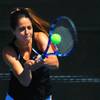 UNLV tennis player Lucia Batta returns a shot during practice Tuesday, April 24, 2012.