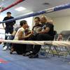 Arturo Martinez, center, sits next to Richard Steele, right, and talks to a fundraiser attendee. Steele organized a fundraiser Saturday afternoon during a boxing event at The Richard Steele Gym and Boxing Club, 2475 W. Cheyenne Ave. in North Las Vegas.