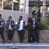 Members of the Mongols Motorcycle Club stand guard outside the Boulder City Inn and Suites as they hold their annual convention in Boulder City Saturday, June 23, 2012. Members of the Mongols Motorcycle Club stand guard outside the Boulder City Inn and Suites as they hold their annual convention in Boulder City Saturday, June 23, 2012.