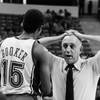 UNLV basketball coach Jerry Tarkanian talks with guard Eric Booker duing a game in 1983. UNLV basketball coach Jerry Tarkanian talks with guard Eric Booker duing a game in 1983.