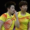 China's Yu Yang, left, and Wang Xiaoli talk while playing against Jung Kyun-eun and Kim Ha-na, of South Korea, in a women's doubles badminton match at the 2012 Summer Olympics, Tuesday, July 31, 2012, in London. World doubles champions Wang and Yu, and their South Korean opponents were booed loudly at the Olympics on Tuesday for appearing to try and lose their group match to earn an easier draw. China's Yu Yang, left, and Wang Xiaoli talk while playing against Jung Kyun-eun and Kim Ha-na, of South Korea, in a women's doubles badminton match at the 2012 Summer Olympics, Tuesday, July 31, 2012, in London. World doubles champions Wang and Yu, and their South Korean opponents were booed loudly at the Olympics on Tuesday for appearing to try and lose their group match to earn an easier draw.