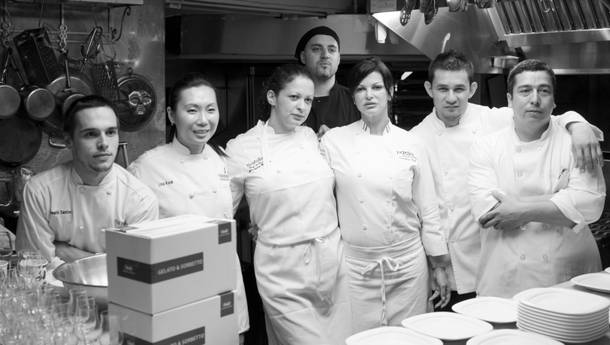 Chef Carla Pellegrino, third from right, and colleagues at the James Beard House in March 2012.