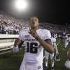 Utah State quarterback Chuckie Keeton celebrates during the fourth quarter of a game against UNLV on Saturday, Sept. 29, 2012, in Logan, Utah. Utah State quarterback Chuckie Keeton celebrates during the fourth quarter of a game against UNLV on Saturday, Sept. 29, 2012, in Logan, Utah.