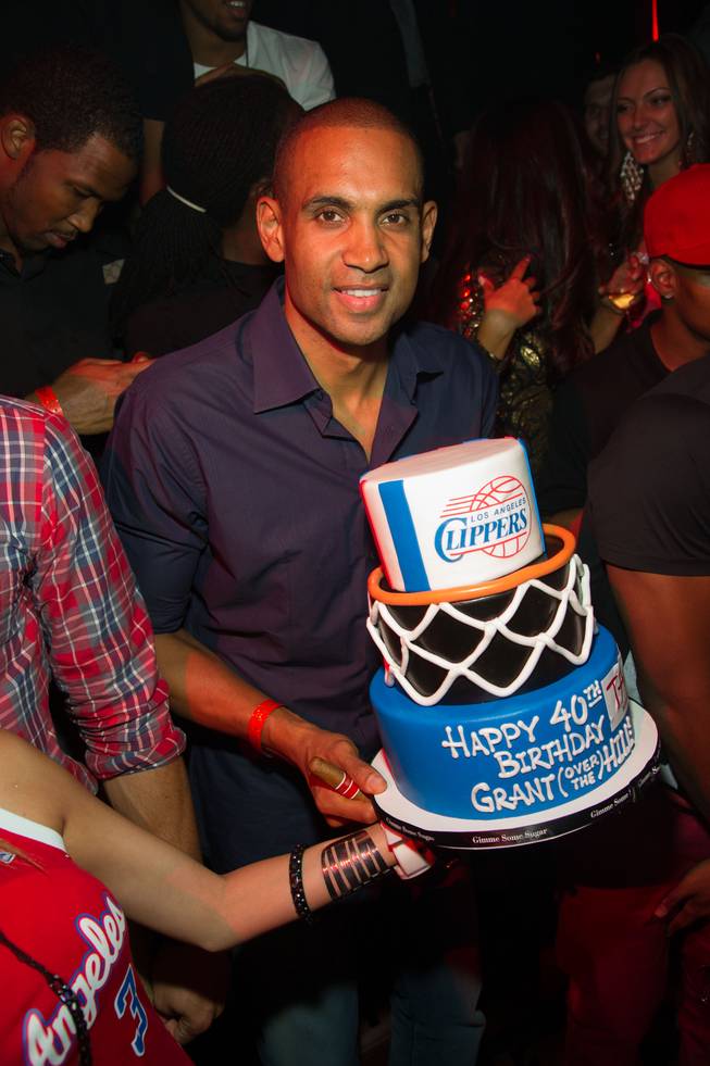 Grant Hill celebrates his 40th birthday at the preseason Baller's Ball hosted by Los Angeles Clippers teammate Chris Paul at Tao in the Venetian on Friday, Oct. 5, 2012.