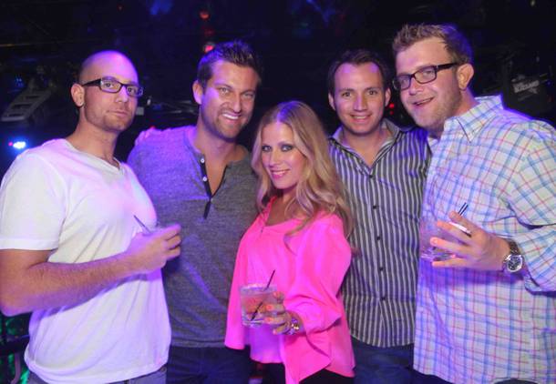 Chris Bukowski, second from left, and friends at the Bank in the Bellagio.