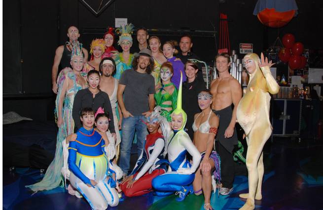Jason Mraz with "Mystere" cast members at Treasure Island on Monday, Oct. 8, 2012.