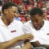 UNLV forwards Khem Birch, left, and Roscoe Smith joke around on the bench during their exhibition game against Dixie State Wednesday, Nov. 7, 2012 at the Thomas & Mack. UNLV won in overtime 81-80. UNLV forwards Khem Birch, left, and Roscoe Smith joke around on the bench during their exhibition game against Dixie State Wednesday, Nov. 7, 2012 at the Thomas & Mack. UNLV won in overtime 81-80.