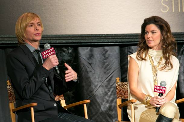 Costumier Mark Bouwer and Shania Twain make a few remarks during a press conference at Caesars Palace for their upcoming show