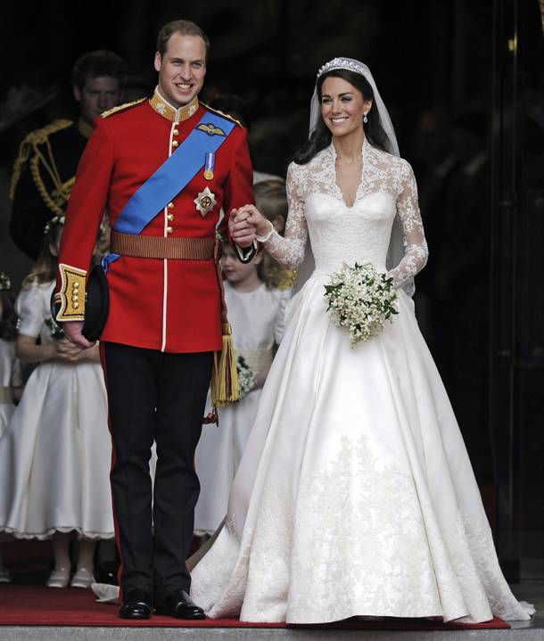 FILE - In this Friday April 29, 2011 file photo Britain's Prince William and his bride Kate, Duchess of Cambridge, leave Westminster Abbey, London, following their wedding. The Duke and Duchess of Cambridge are very pleased to announce that the Duchess of Cambridge is expecting a baby, St James's Palace officially announced Monday Dec. 3, 2012. (AP Photo/Martin Meissner, File)