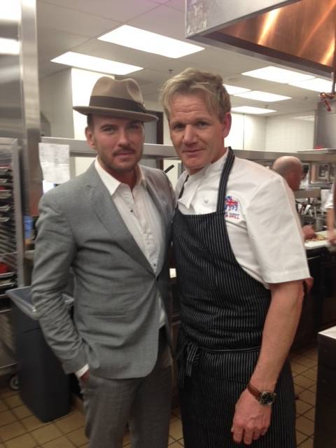 Matt Goss and Gordon Ramsay at Ramsay's new Pub & Grill in Caesars Palace.