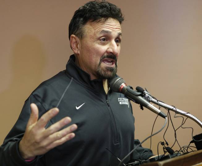 Frank DiAngelis, Columbine High School Principal at time of the massacre and still principal today speaks at a news conference where he talked about the Connecticut School Shooting at Jefferson County School headquarters in Golden, Colo., on Thursday, Dec. 14, 2012. In a state that was rocked by the 1999 Columbine school massacre and the Aurora movie theater shooting less than six months ago, Fridays shootings renewed debate over why mass shootings keep occurring and whether gun control can stop them. (AP Photo/Ed Andrieski)