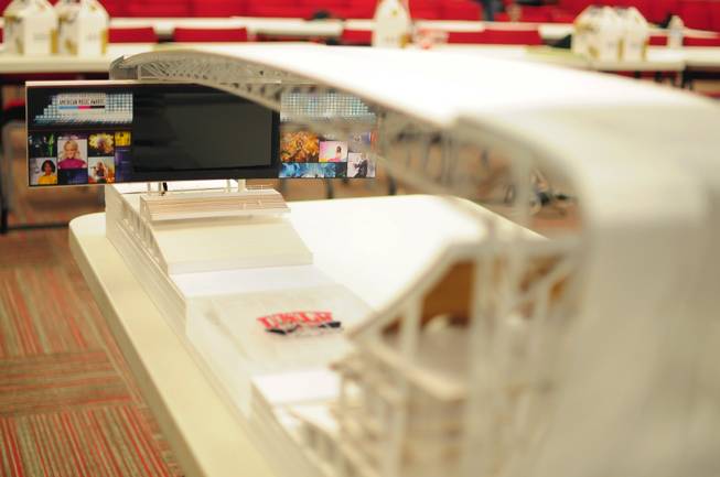 A model of the UNLV Now stadium project is shown here at the Nevada System of Higher Education's Board of Regents meeting on Friday, Jan. 11, 2013. UNLV and its private developer partners updated regents on the project, which now features a 100-yard-long video screen and six VIP suites seating 300 people.