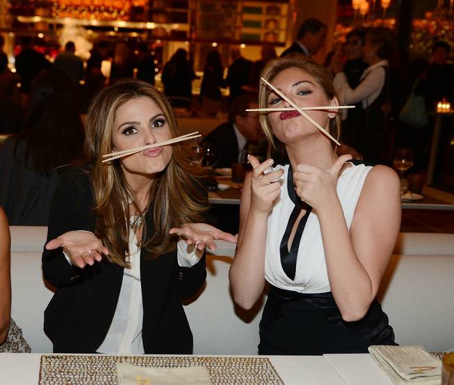 Maria Menounos and Kate Upton attend the grand opening of Andrea's at the Encore on Wednesday, Jan. 16, 2013.