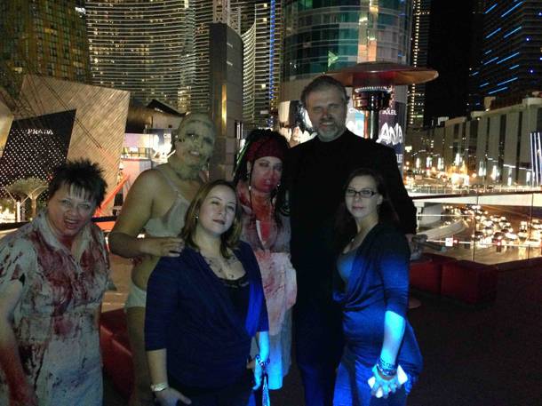 Dan Yeager, right, with characters at Eil Roth's Goretorium.