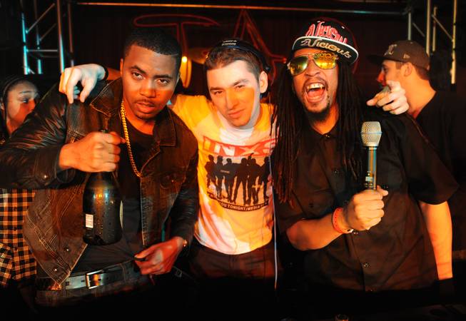 Nas, DJ Politik and Lil Jon at Marquee at the 2013 Sundance Film Festival in Park City, Utah.