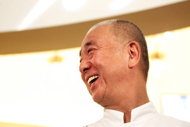 Chef Nobu Matsuhisa talks with the media at the new Nobu Restaurant at Caesars Palace in Las Vegas on Friday, Feb. 1, 2013.