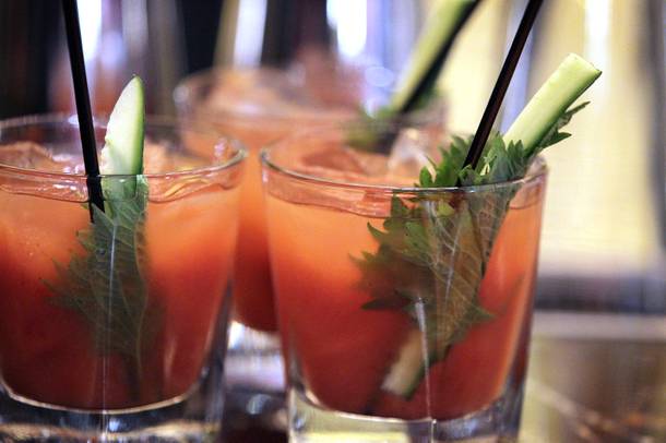 Bloody Mary cocktails at the new Nobu Restaurant at Caesars Palace in Las Vegas on Friday, February 1, 2013.