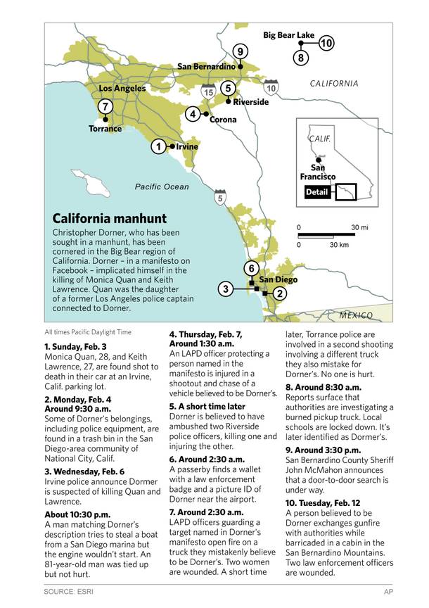 Manhunt for alleged cop killer and ex-LAPD officer Christopher Dorner