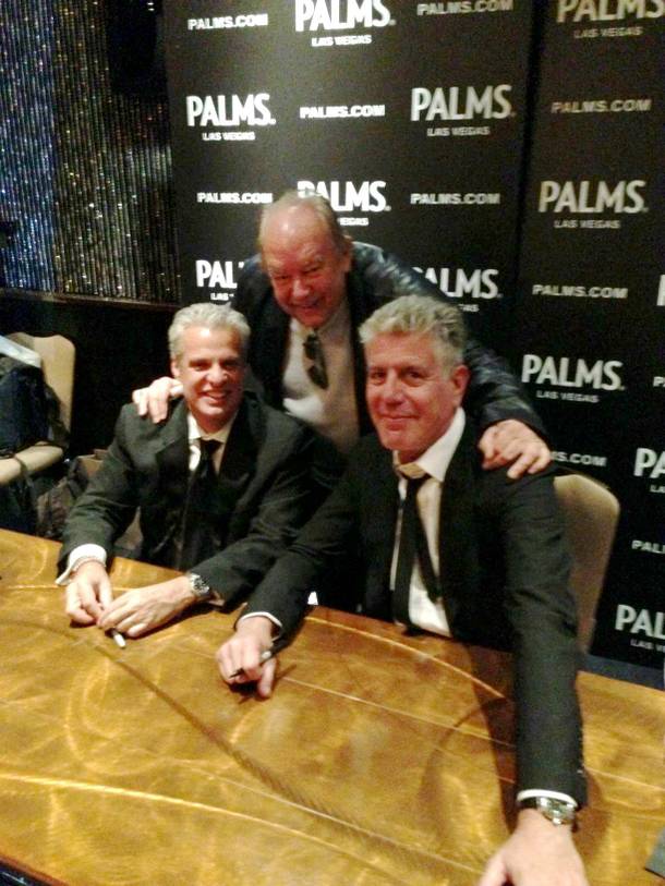 Eric Ripert, Robin Leach and Anthony Bourdain at Palms on Saturday, Feb. 9, 2013.