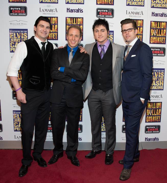 Ben Hale, Martin Kaye, Tyler Hunter and Robert Lyons at the grand opening of "Million Dollar Quartet" at Harrah's on Tuesday, Feb. 19, 2013.