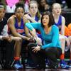 Photo: Bishop Gorman head coach Sheryl Krmpotich calls a Photo: Bishop Gorman head coach Sheryl Krmpotich calls a