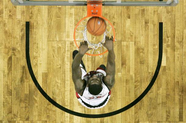 UNLV forward Anthony Bennett dunks on Air Force during their Mountain West Conference Tournament game Wednesday, March 13, 2013 at the Thomas & Mack. UNLV won 72-56 and will face the winner of the Fresno State vs. Colorado State on Friday.
