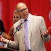 UNLV President Neal Smatresk speaks during the announcement of the creation of The Jerry Tarkanian Legacy Project, which includes a statue of Tarkanian and his ubiquitous towel, Wednesday, May 1, 2013. UNLV President Neal Smatresk speaks during the announcement of the creation of The Jerry Tarkanian Legacy Project, which includes a statue of Tarkanian and his ubiquitous towel, Wednesday, May 1, 2013.