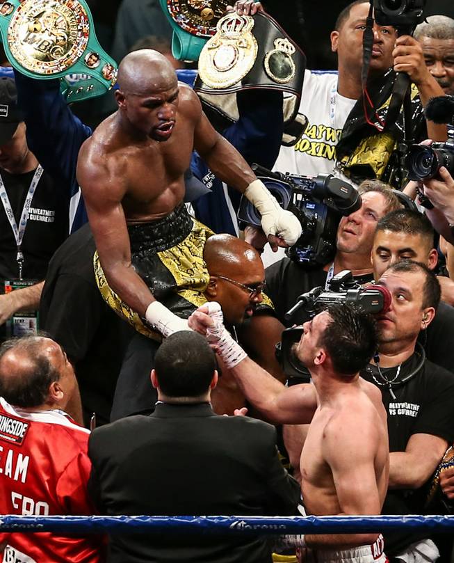 Floyd Mayweather Jr. vs. Robert Guerrero at MGM Grand Garden Arena in Las Vegas on Saturday, May 4, 2013. Mayweather Jr. won a unanimous decision to retain his welterweight titles.