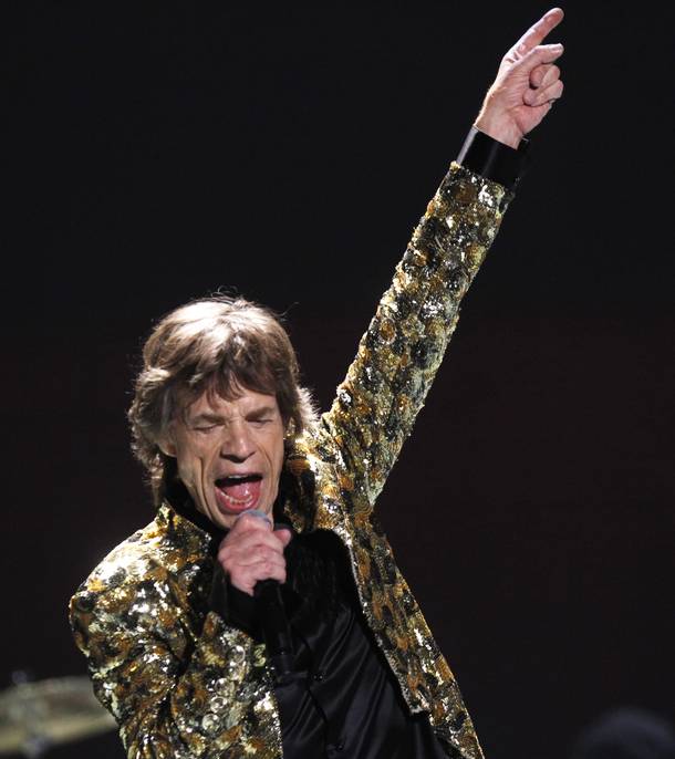Mick Jagger sings as The Rolling Stones perform during their show at MGM Grand Garden Arena on Saturday, May 11, 2013.