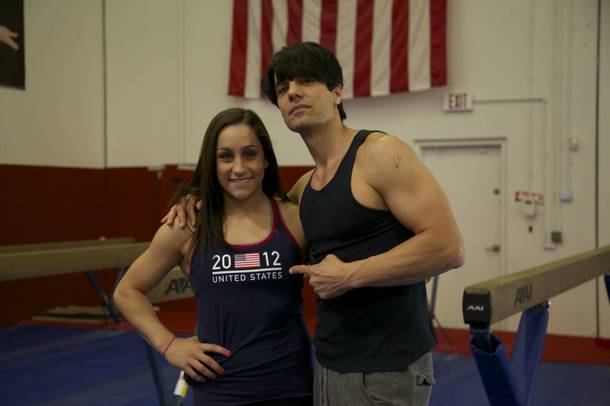 Criss Angel prepares for his next feat of magic with his trainer, Olympic gold medalist Jordyn Wieber.