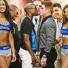 Photo: Floyd Mayweather, center left, poses in a face-off Photo: Floyd Mayweather, center left, poses in a face-off
