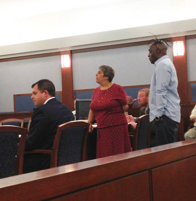 Laurie Diefenbach of the Clark County Public Defender's Office talks to Judge Melanie Tobiasson about Coolio during the rapper's court appearance on a domestic violence charge. Diefenbach showed the rapper the deal offered by the prosecution as a friend of the court. Coolio refused the offer and was given 30 days to decide if he would like to represent himself in the case.