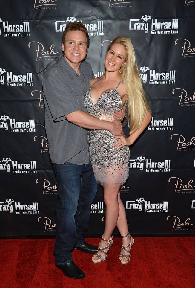 Spencer Pratt and Heidi Montag arrive at Pratt's 30th birthday party at Crazy Horse III Gentlemen's Club in Las Vegas on Saturday, Aug. 31, 2013.