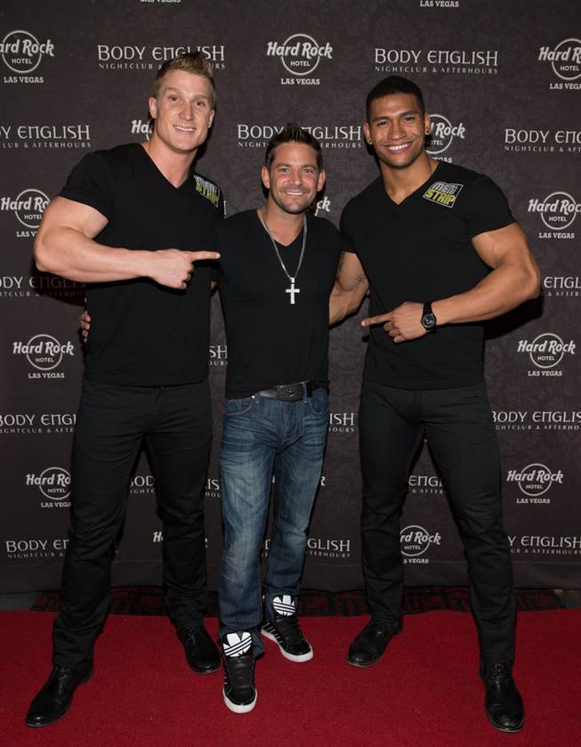 Ice-T and Coco Austin host the "Peepshow" after-party at Body English in the Hard Rock Hotel early Monday, Sept. 2, 2013. Kyle Efthemes, Jeff Timmons and Nate Estimada are pictured here.