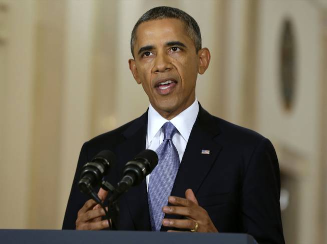 President Barack Obama addresses the nation in a live televised speech from the East Room of the White House in Washington, Tuesday, Sept. 10, 2013. President Obama blended the threat of military action with the hope of a diplomatic solution as he works to strip Syria of its chemical weapons.